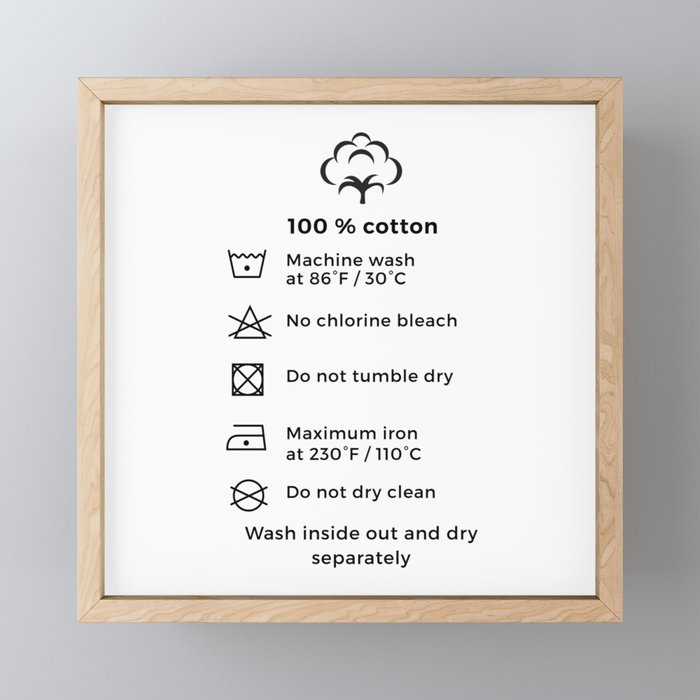 100% Cotton | Laundry Label Framed Mini Art Print