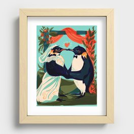Lovebirds- Penguins Recessed Framed Print