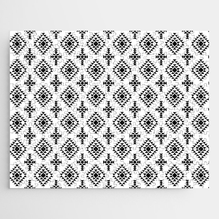 Black Native American Tribal Pattern Jigsaw Puzzle