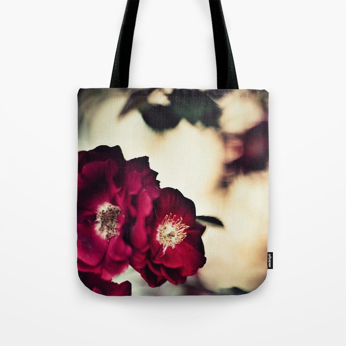 Wild Red Roses Along The Path Tote Bag