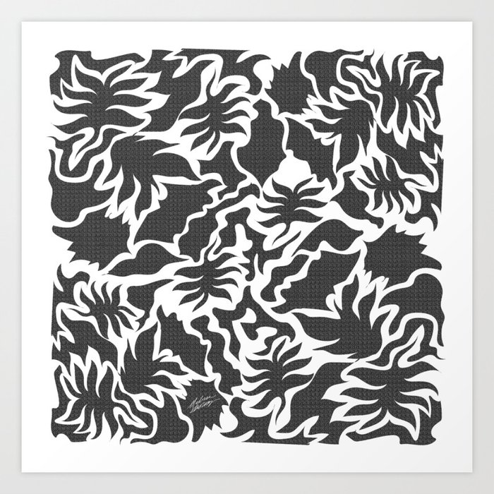 Minimal Shapes Black White Palm Abstract Leaf Pattern Digital Art Print Art Print By Andwomandesign Society6