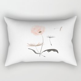 Sweet dandelions in pink - Flower watercolor illustration with glitter Rectangular Pillow