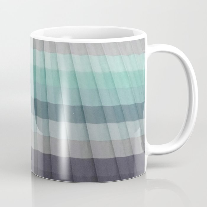 Teal Turquoise Gray Pleated Stripes Coffee Mug