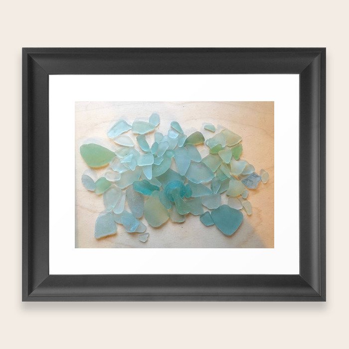 Ocean Hue Sea Glass Framed Art Print by Coastal Whims Society6