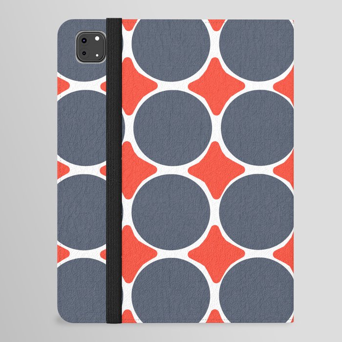 Mid-Century Modern Navy Blue Dots With White And Red Diamonds Fourth Of July Retro Geometric Pattern iPad Folio Case