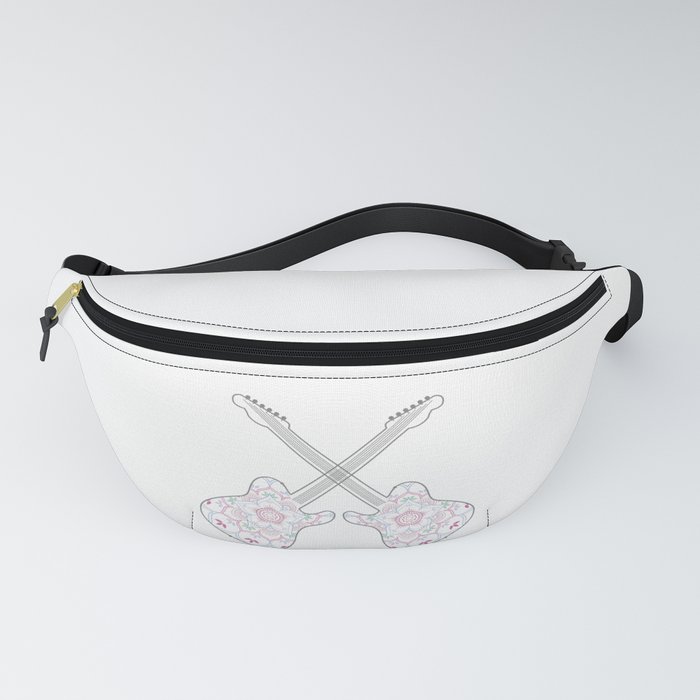 Guitars and ethnic floral mandala in soft pastel colors Fanny Pack