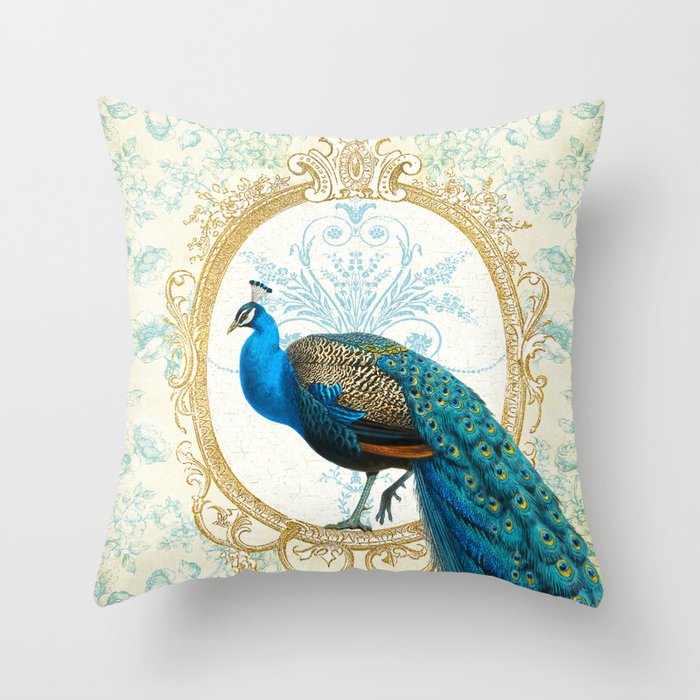 Paris Peacock Throw Pillow