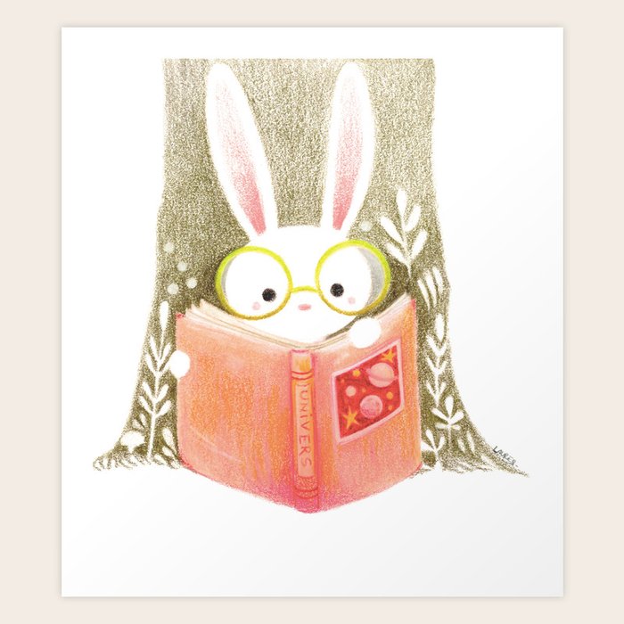 Download Bunny With Glasses Art Print By Laures Society6