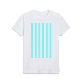 Vertical Stripes (Aqua & White Pattern) Kids T Shirt