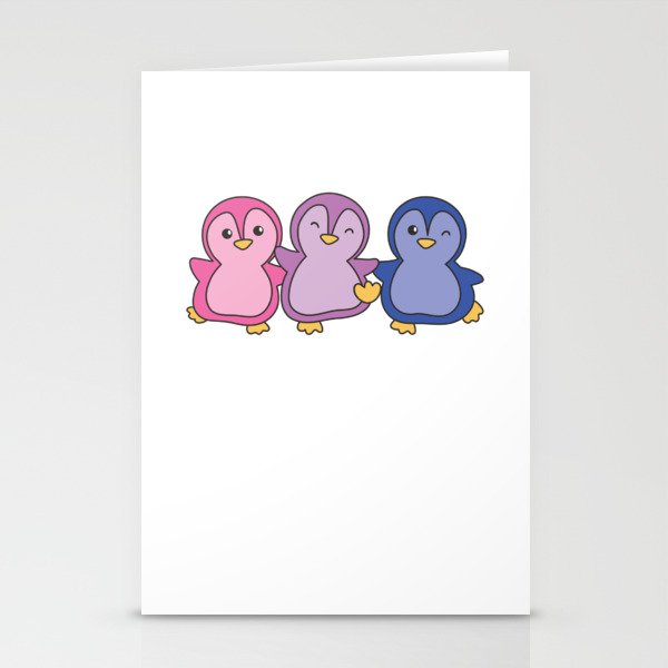 Bi Flag Pride Lgbtq Cute Penguin Stationery Cards