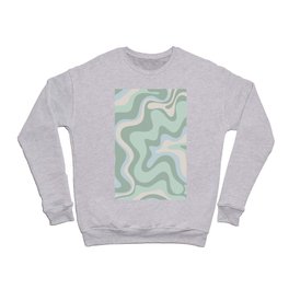Retro Liquid Swirl Abstract Pattern Celadon Mint Green Baby Blue Beige  Crewneck Sweatshirt