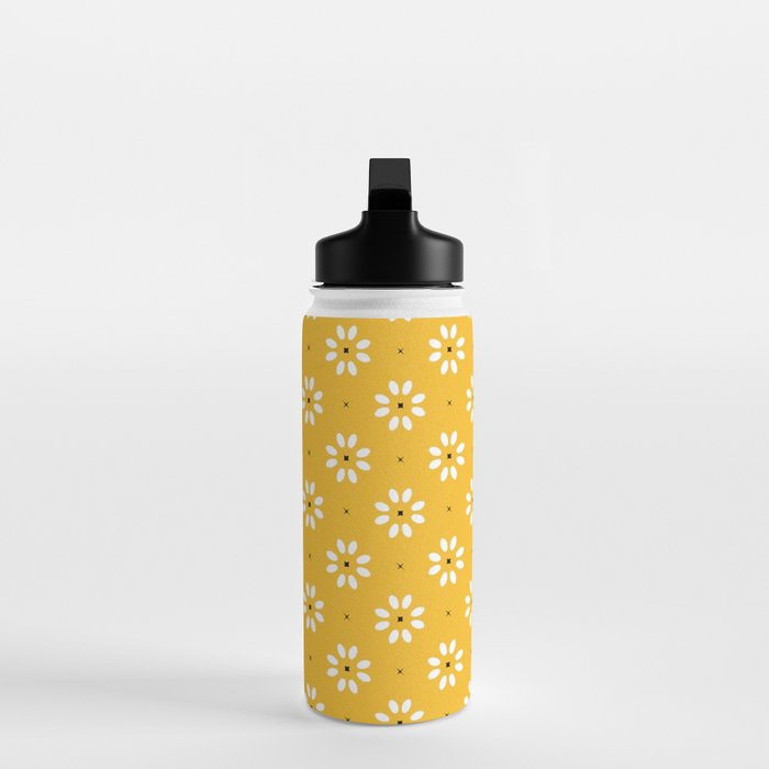 Daisy stitch - yellow Water Bottle by Gale Switzer