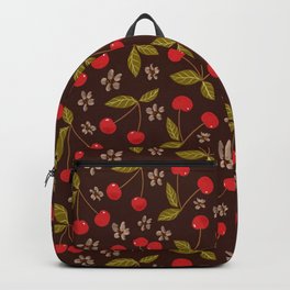 Cherries and Cherry Blossoms Backpack | Cherry Pattern, Watercolor, Gouache, Farmhouse, Graphicdesign, Contemporary, Food, Kitchen, Floral, Ditsy 