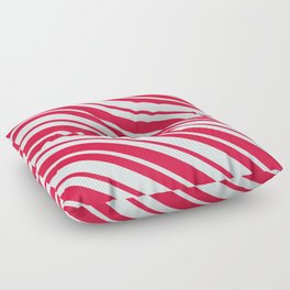 [ Thumbnail: Light Cyan and Crimson Colored Lines Pattern Floor Pillow ]