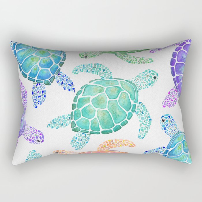 Sea Turtle - Colour Rectangular Pillow