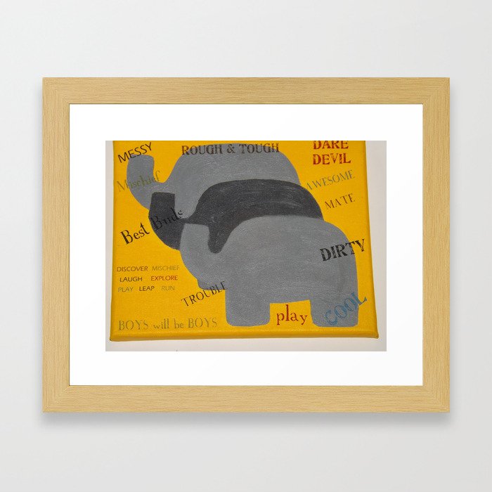 Little boy Elephants Framed Art Print