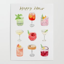 Happy Hour Cocktails Poster