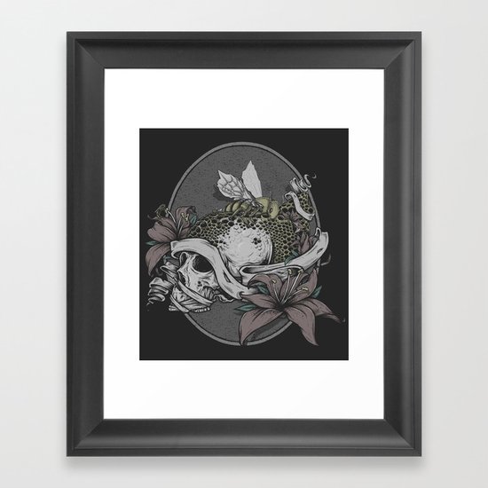 Skull Bee Framed Art Print