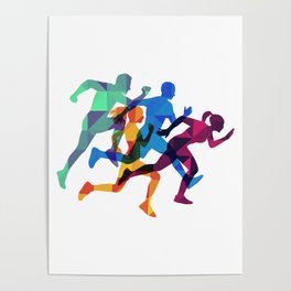 Colored silhouettes runners Poster