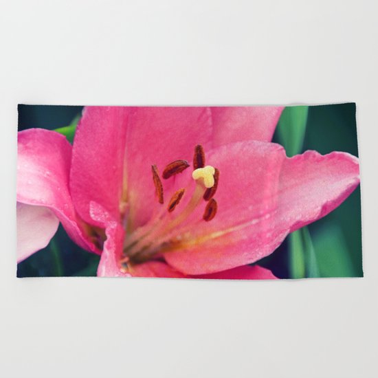 Pink Lily Beach Towel