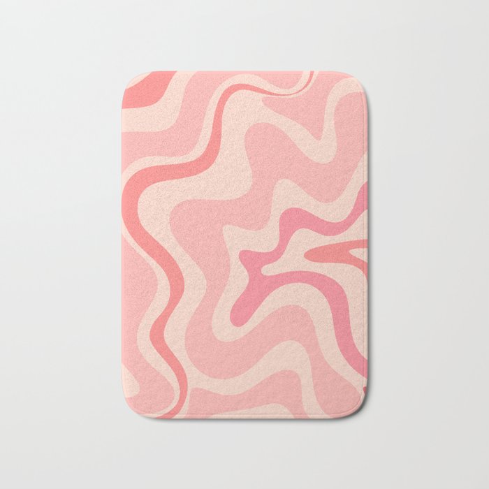 Retro Liquid Swirl Abstract in Soft Pink Bath Mat