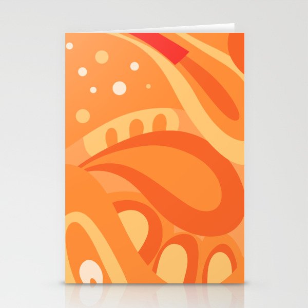 So Trippy Retro Psychedelic Abstract Pattern 2 in Orange Tangerine Tones Stationery Cards