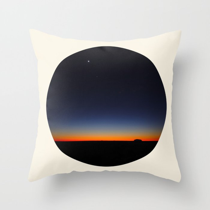 Orange & Blue Sunset Over The Australian Outback Round Photo Throw Pillow