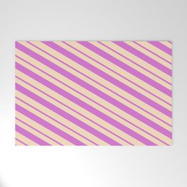 [ Thumbnail: Orchid & Bisque Colored Lines Pattern Welcome Mat ]