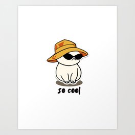 Cool cat with hat Art Print