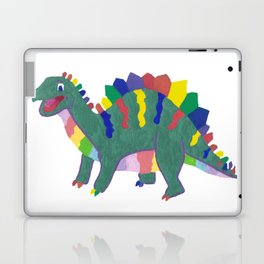 Colorful Stegosaurus Dinosaur Rainbow Pattern with Green Body Laptop Skin