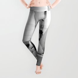 Everything Is More Exciting In Paris female black and white humorous photography - photographs portrait Leggings