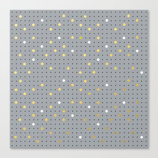 Pin Points Grey, Gold and White Canvas Print
