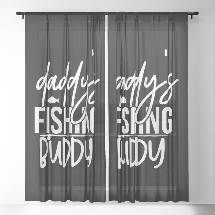 Daddy's Fishing Buddy Cute Kids Hobby Sheer Curtain