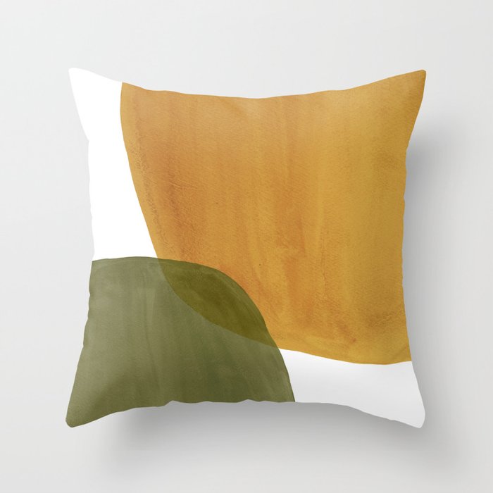 Olive green and mustard shapes Throw Pillow by Whales Way Society6