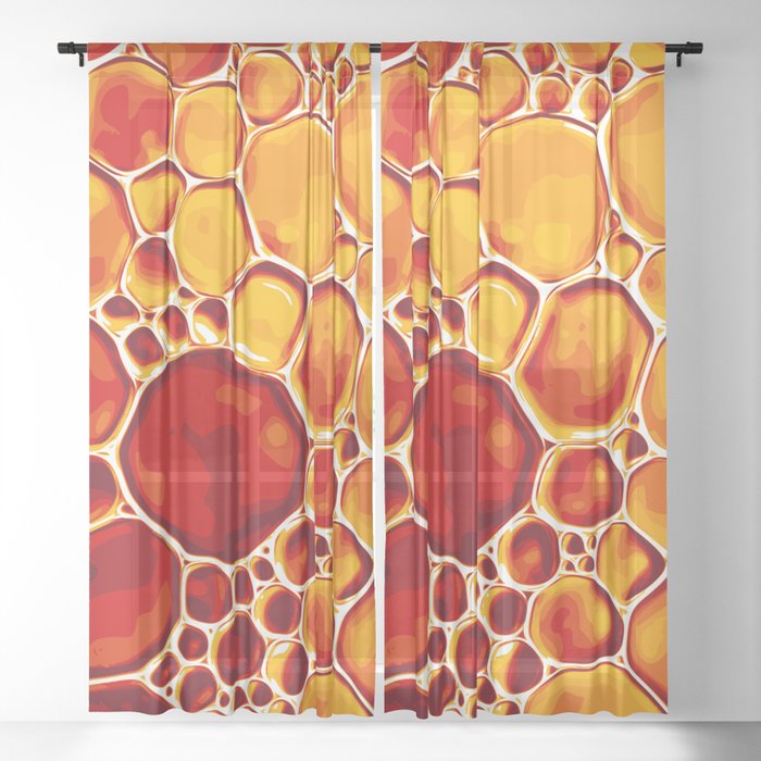 Orange Oil Abstract Bubbles Sheer Curtain
