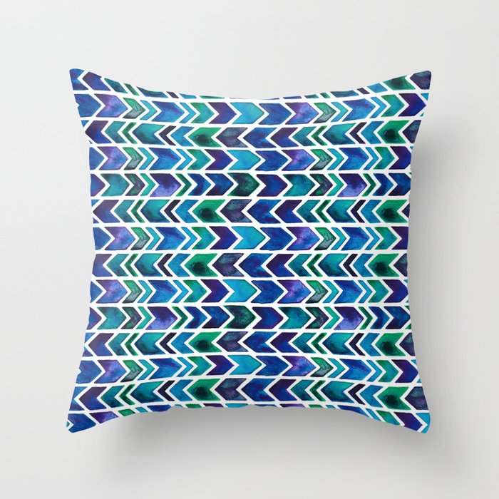 Turquoise and Green Aztec Pattern. Throw Pillow