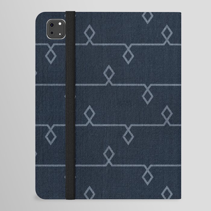 Boho Ethnic Striped Pattern on Navy Blue iPad Folio Case