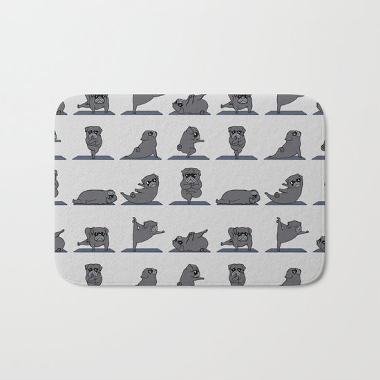 Black Pug Yoga Bath Mat
