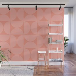 Mid-Century Modern Pattern No.58 - Peach Pink and Peach Pearl Wall Mural