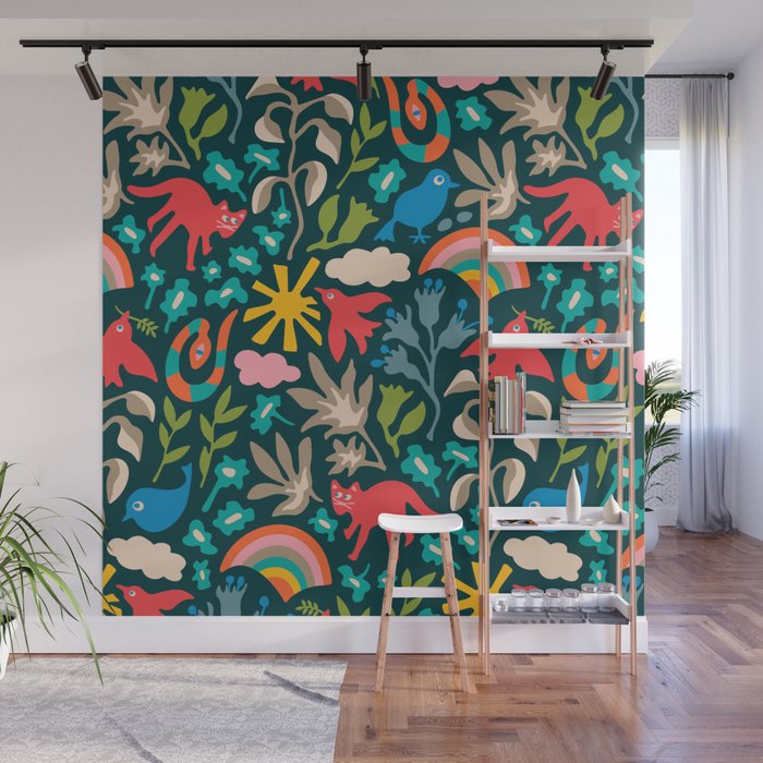 LAND OF PLENTY Cute Outdoors Nature - in Brights Wall Mural