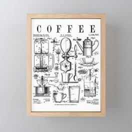 Coffee Drinker Lover Caffeine Addict Vintage Patent Print Framed Mini Art Print