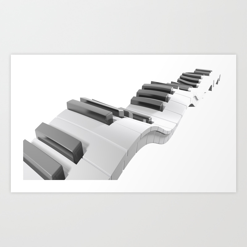 Keyboard Of A Piano Waving On White Background 3d Rendering Art