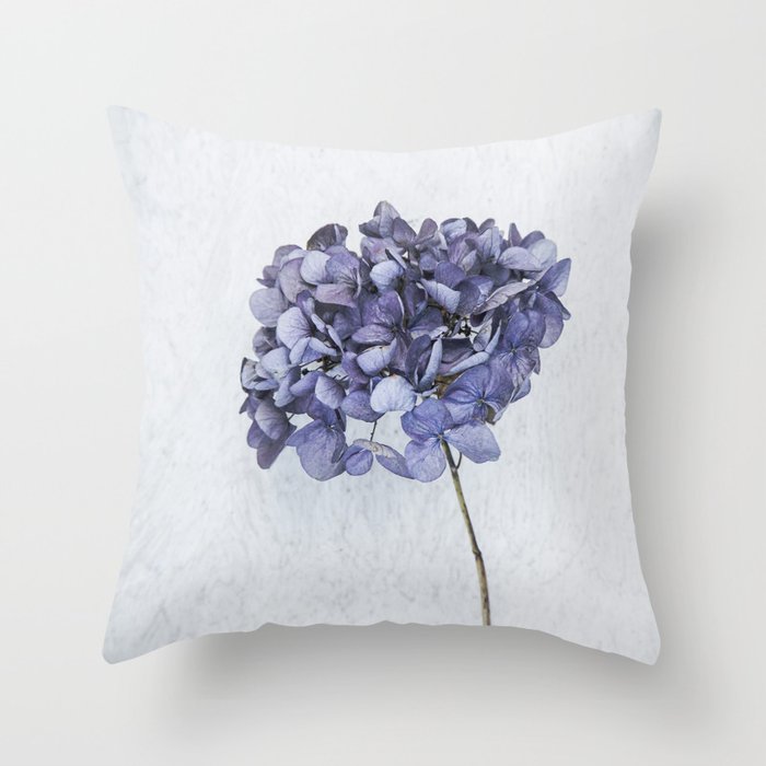 Dried Blue Hydrangea Throw Pillow