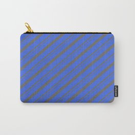 [ Thumbnail: Royal Blue & Dim Gray Colored Pattern of Stripes Carry-All Pouch ]