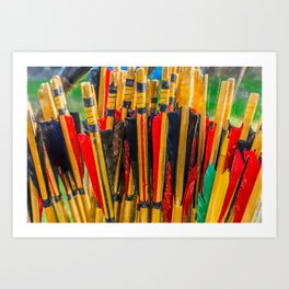 Colorful shafts of wooden arrows Art Print