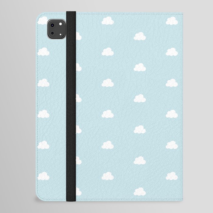 Baby blue background with small white clouds pattern iPad Folio Case