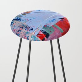 Days go by: a vibrant abstract contemporary piece in red, blue and pink by Alyssa Hamilton Art Counter Stool