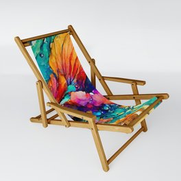Multi-Colored Alcohol Ink Design Sling Chair