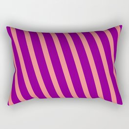 [ Thumbnail: Light Coral and Purple Colored Lined Pattern Rectangular Pillow ]