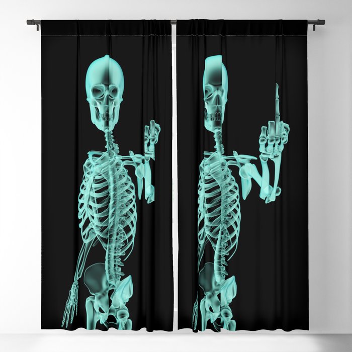 X-ray Bird / X-rayed skeleton demonstrating international hand gesture Blackout Curtain